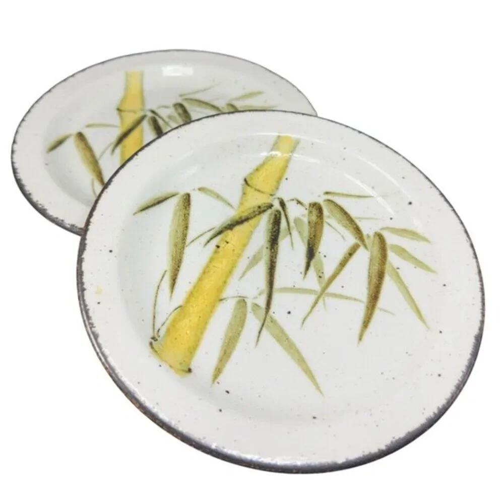 Midwinter Stonehenge Rangoon Dish Plate Set 2 Bamboo 7inch‎ Plates Dishes VTG